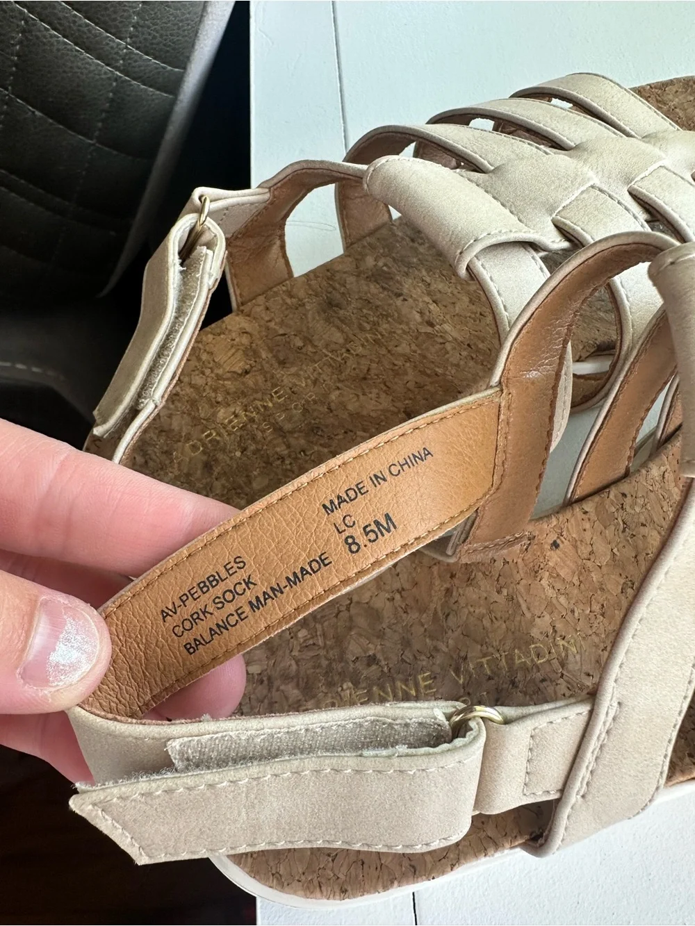 Adrienne Vittadini Neutral Beige Strappy Platform Sandals